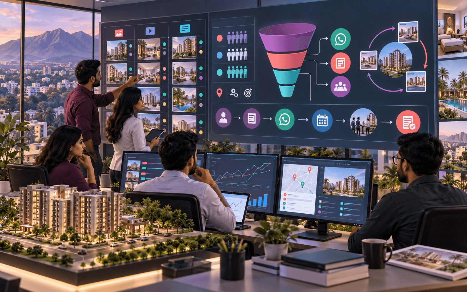 Coimbatore real estate performance marketing dashboard with creative testing and full-funnel tracking